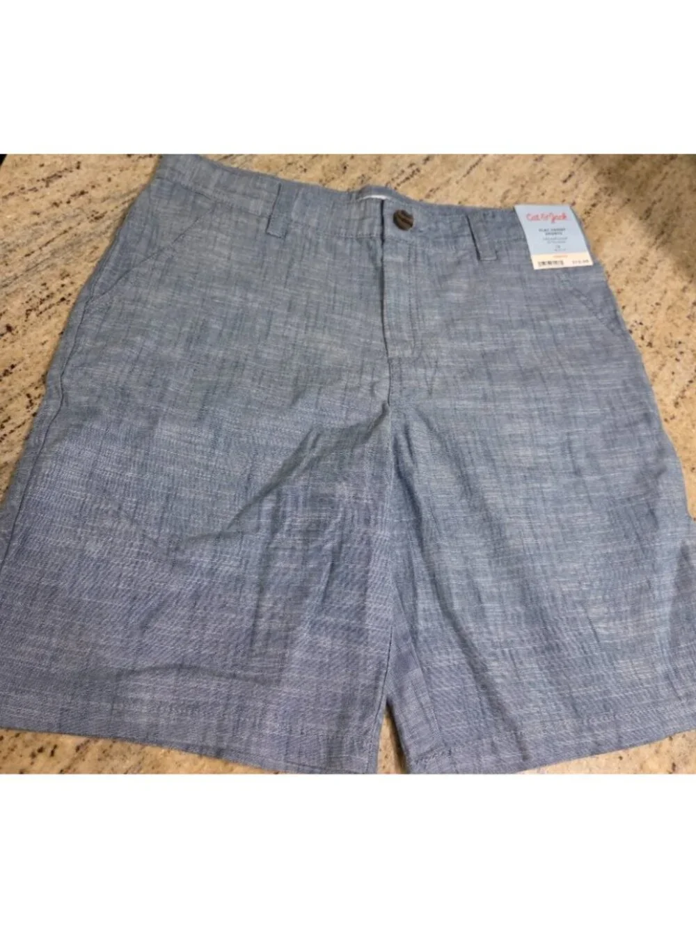 New! Boys 14 Childrens Place 1/4 Zip Camo Fleece Pullover & Cat Jack Blue Shorts
